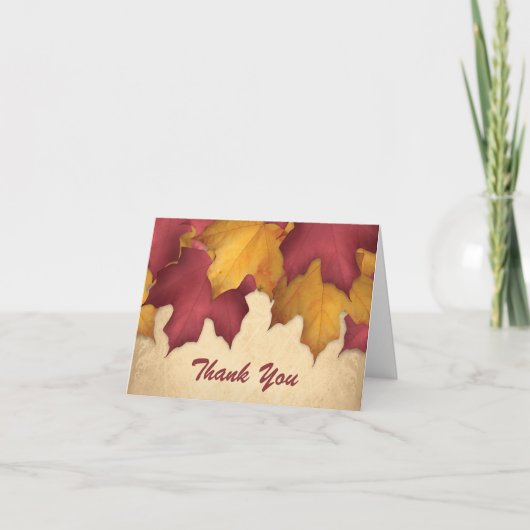 Rustic Burgundy Gold Herbst Danke Karten (Vorderseite)