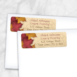 Rustic Burgundy Gold Herbstadresse Labels