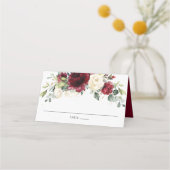 Rustic Burgundy Ivory Floral Wedding Guest Name Platzkarte (Rückseite)