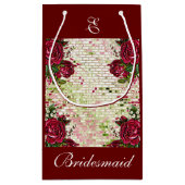 Rustic Burgundy Maroon Rose Bridesmaid Monogram Kleine Geschenktüte (Rückseite)