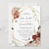 Rustic Burgundy Marsala Blush Bloral Wedding Einladung (Vorderseite)