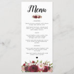 Rustic Burgundy Marsala Blush Wedding Menu Menükarte<br><div class="desc">Elegante Blumenkarten mit einem klassischen weißen Hintergrund auf der Vorderseite, eine Reihe von marsalafroten, bordeauxroten und rot-schwarzfarbenen Blume mit Blumenfarbe und eine Menüoption.============================================================================================= Für weitere Personalisierung klicken Sie bitte auf den Button "Anpassen", um diese Vorlage zu ändern. Alle Textstile, Farben und Größen können nach Ihren Wünschen angepasst werden. Weitere passende...</div>