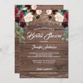 Rustic Burgundy Marsala Bridal Dusche Einladung (Vorne/Hinten)