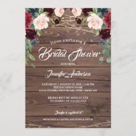Rustic Burgundy Marsala Bridal Dusche Einladung