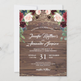 Rustic Burgundy Marsala Floral Wedding Einladung