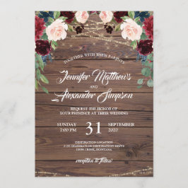 Rustic Burgundy Marsala Floral Wedding Einladung
