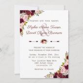 Rustic Burgundy Marsala Floral Wedding Einladung (Vorderseite)