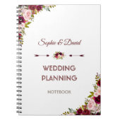 Rustic Burgundy Marsala Floral Wedding Planner Notizblock (Vorderseite)