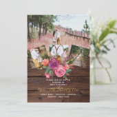 Rustic Burgundy Marsala FOTO COLLAGE WEDING Einladung (Stehend Vorderseite)