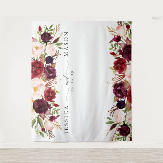 Rustic Burgundy Marsala Horz Backdrop Foto Stand Wandteppich (Vorderseite)