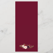 Rustic Burgundy Marsala Red Floral Wedding Menu Menükarte (Rückseite)