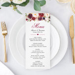 Rustic Burgundy Marsala Red Floral Wedding Menu Menükarte<br><div class="desc">Rustikale Burgund Marsala Rote Flora Hochzeitskarte. (1) Für weitere Anpassungen klicken Sie bitte auf den Link "Weiter anpassen" und verwenden Sie unser Designwerkzeug,  um diese Vorlage zu ändern. (2) Wenn Sie Hilfe oder passende Artikel benötigen,  kontaktieren Sie mich bitte.</div>