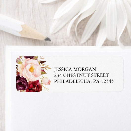 Rustic Burgundy Marsala Rücksendeadresse (Insitu)