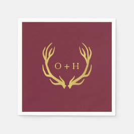 Rustic Burgundy Marsala Wedding Paper Napkin Serviette