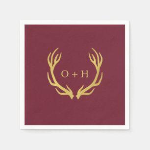 Rustic Burgundy Marsala Wedding Paper Napkin Serviette