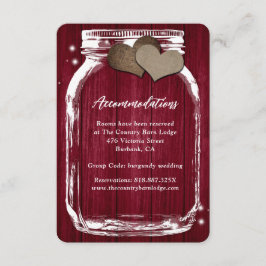 Rustic Burgundy Mason Jar Wood Unterkunft Card Begleitkarte
