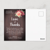 Rustic Burgundy Peach Floral Wedding Vielen Dank Postkarte (Rückseite)