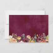 Rustic Burgundy Peach Orange Floral Wedding RSVP Karte (Rückseite)