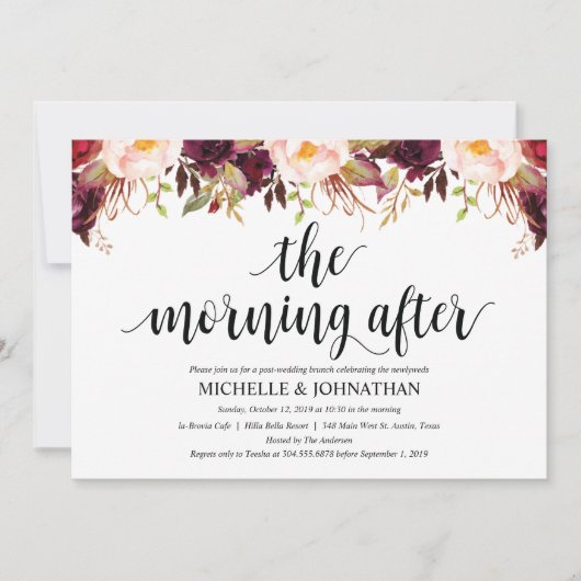 Rustic Burgundy Post Wedding Einladungskarten (Vorderseite)