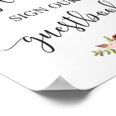 Rustic Burgundy Red Floral Guestbook Wedding Sign Poster (Ecke)