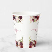 Rustic Burgundy Red Floral Mr. Script Wedding Pappbecher (Rechts)