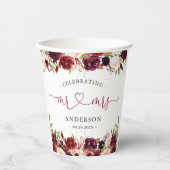 Rustic Burgundy Red Floral Mr. Script Wedding Pappbecher (Vorderseite)