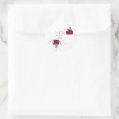 Rustic Burgundy Red Rose Floral Wedding Runder Aufkleber (Tasche)