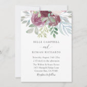 Rustic Burgundy Rose Watercolor Wedding  Einladung (Vorderseite)
