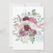 Rustic Burgundy Rose Watercolor Wedding  Einladung (Rückseite)