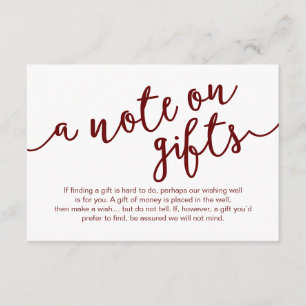 Rustic Burgundy Script, A note on gips Begleitkarte
