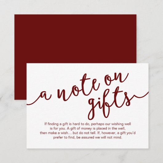 Rustic Burgundy Script, A note on gips Begleitkarte (Vorne/Hinten)