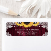 Rustic Burgundy Sunflower Return Address Labels (Insitu)