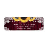 Rustic Burgundy Sunflower Return Address Labels (Vorne)