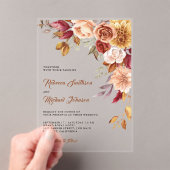 Rustic Burgundy Terracotta Floral Wedding Acryleinladungen (Insitu (Handheld))