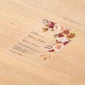 Rustic Burgundy Terracotta Floral Wedding Acryleinladungen (Ablage )