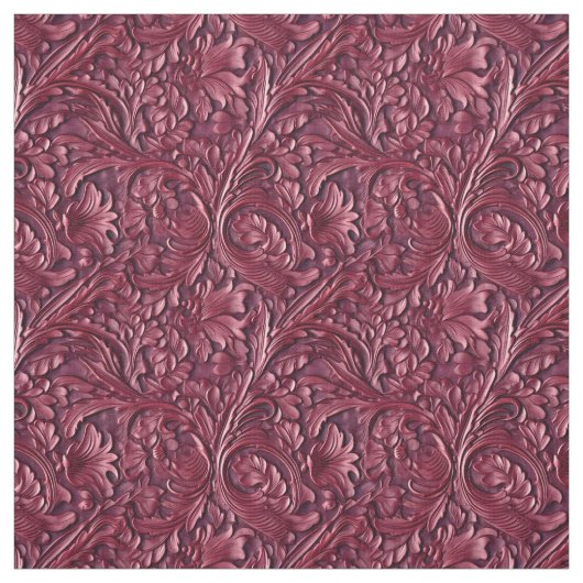 Rustic burgundy tooled leather stoff (Muster)