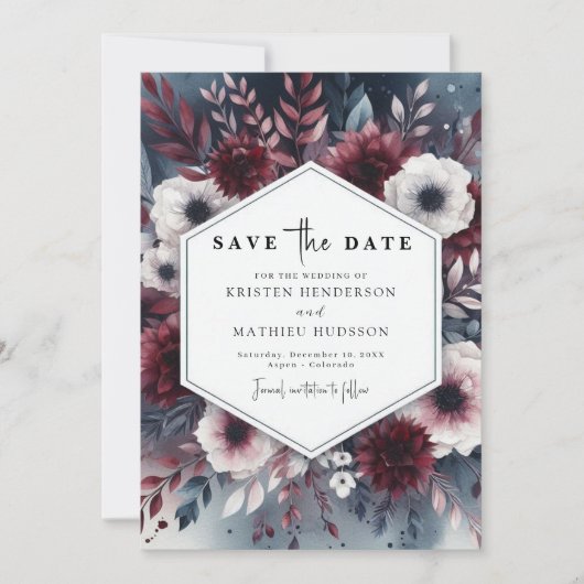 Rustic Burgundy Wedding Save The Date (Vorderseite)