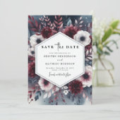 Rustic Burgundy Wedding Save The Date (Stehend Vorderseite)