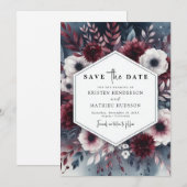 Rustic Burgundy Wedding Save The Date (Vorne/Hinten)