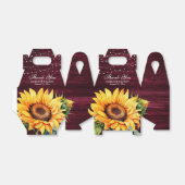 Rustic Burgundy Wood Sunflower Gastgeschenk Hochze Geschenkschachtel (Ungefaltet)