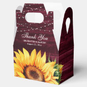 Rustic Burgundy Wood Sunflower Gastgeschenk Hochze Geschenkschachtel (Geöffnet)