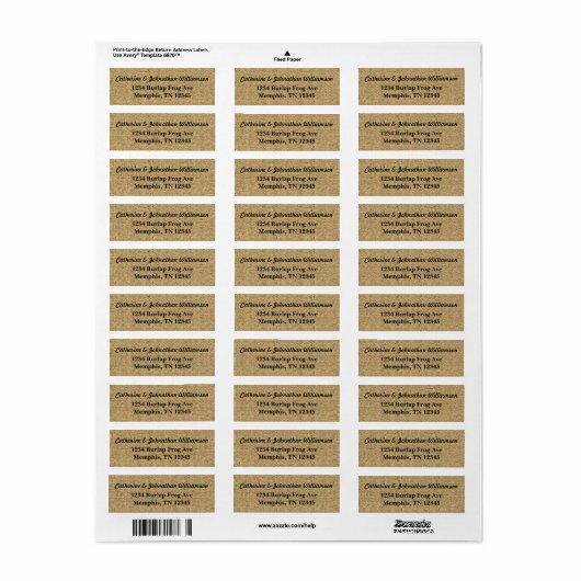 Rustic Burlap Address Labels (Vorne)