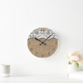 Rustic Burlap and Lace Runde Wanduhr (Zuhause)