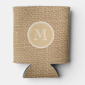 Rustic Burlap Background Monogram Dosenkühler (Vorderseite)