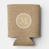 Rustic Burlap Background Monogram Dosenkühler (Rückseite)