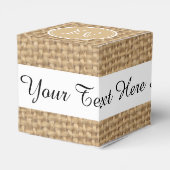 Rustic Burlap Background Monogram Geschenkschachtel (Rückseite)