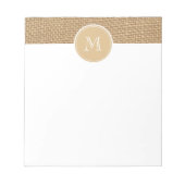 Rustic Burlap Background Monogram Notizblock (Vorderseite)