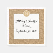Rustic Burlap Background Monogram Serviette (Vorderseite)