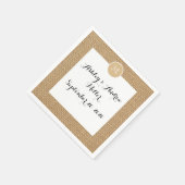 Rustic Burlap Background Monogram Serviette (Ecke)