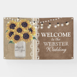Rustic Burlap Barn Wedding Sonnenblume Mason Jar Banner